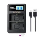شارژر دوبل باتری Zomei LP-E6 مدل LCD USB Type C / Micro