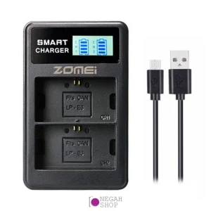 شارژر دوبل باتری Zomei LP-E6 مدل LCD USB Type C / Micro