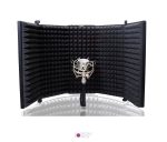 نمای روبرو از ایزولاتور میکروفون با فوم ضخیم و میکروفون کاندنسر