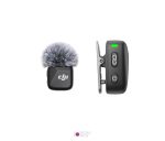 نمای جانبی و روبرو از فرستنده DJI MIC Mini همراه با بادگیر میکروفون