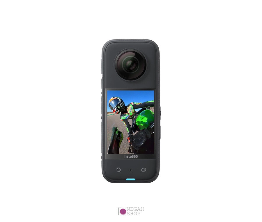 دوربین ۳۶۰ درجه Insta360 X3 (2) نمای جلو دوربین Insta360 X3 هنگام فیلمبرداری ورزشی
