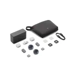اقلام داخل جعبه DJI Mic Mini 2 کمبو موبایل: کیس شارژ، کیف حمل، دو فرستنده، گیرنده موبایل، ویندشیلد و کاورها
