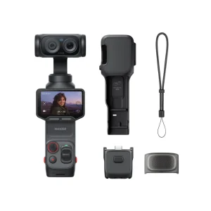دوربین جیبی دو لنزی Insta360 Luna Ultra به همراه کاور محافظ، دستگیره و بند مچ بسته Standard Bundle
