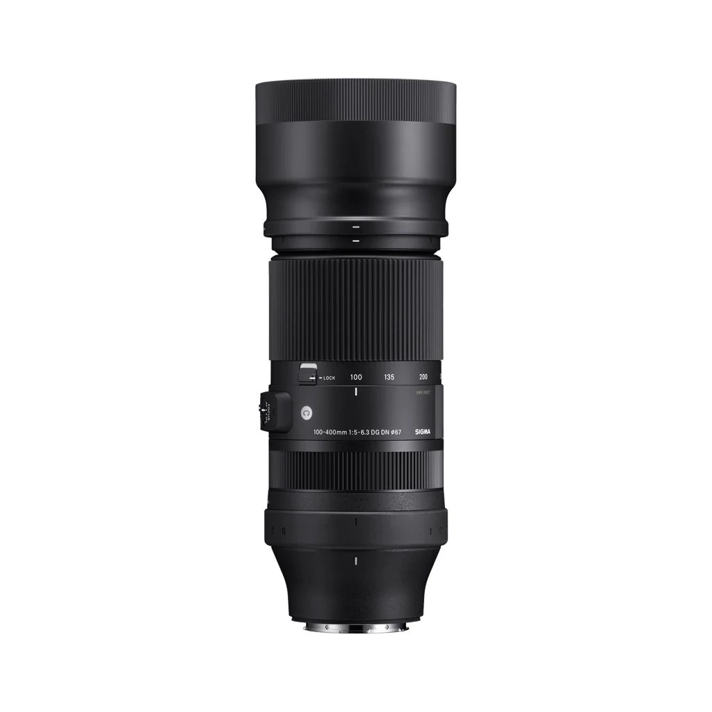 sigma-100-400mm-f5-6-3-dg-dn-os-sony-01-hero لنز سیگما 100-400mm F5-6.3 DG DN OS مانت سونی E با هود نصبشده