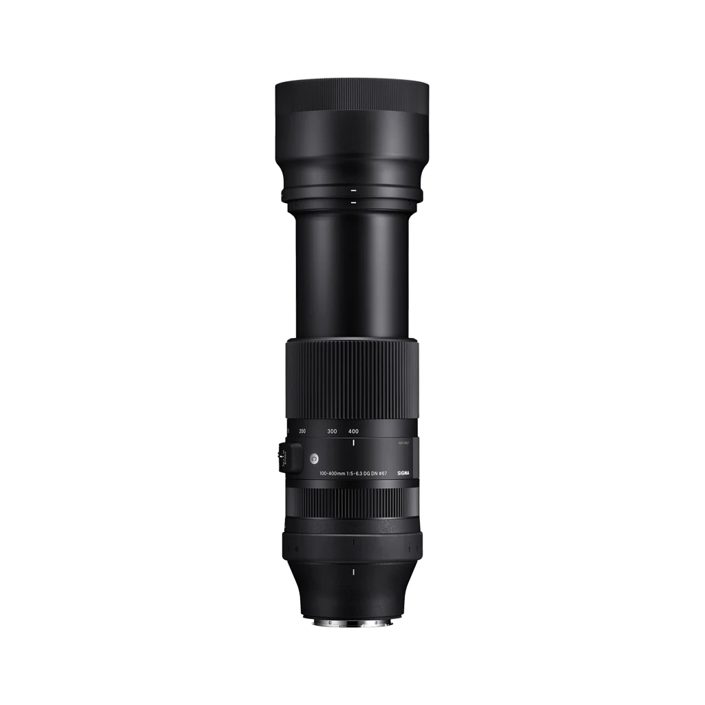 لنز سیگما Sigma 100-400mm F5-6.3 DG DN OS مانت Sony E 1 لنز سیگما 100-400mm F5-6.3 DG DN OS در حالت زوم ۴۰۰ میلیمتری با بدنه بازشده