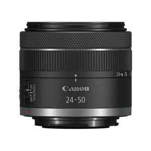 لنز کانن Canon RF 24-50mm F4.5-6.3 IS STM از نمای کنار در حالت جمع‌شده