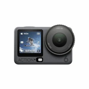 نمای جلوی دوربین اکشن DJI Osmo Action 6 با لنز دیافراگم متغیر