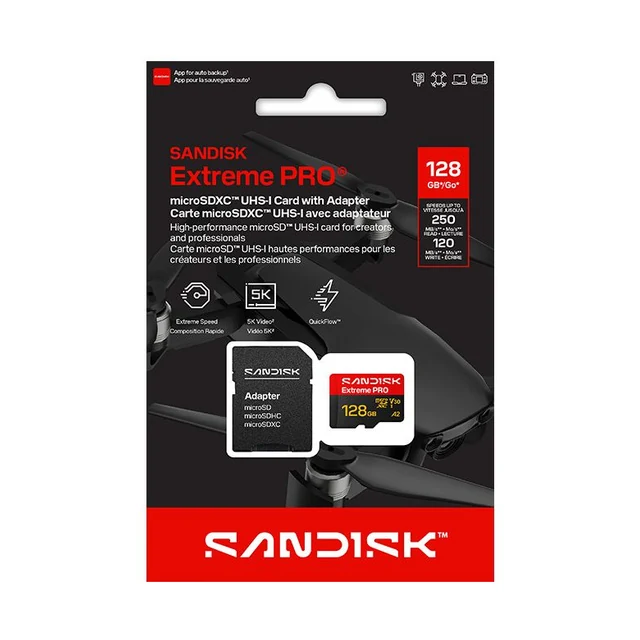 کارت حافظه میکرو اس دی 128 گیگابایت سن دیسک SanDisk Extreme PRO سرعت 250MB/s 3 بسته بندی کارت حافظه سن دیسک 128 گیگ 250 مگابایت به همراه آداپتور SD