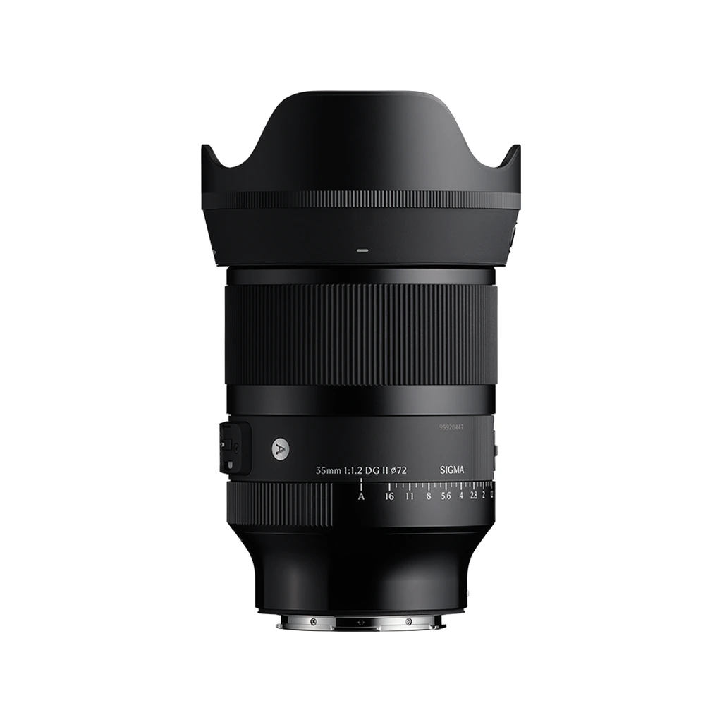sigma-35mm-f1-2-dg-ii-a-01-hero لنز سیگما 35mm F1.2 DG II Art مانت Sony E با هود پاپتی نصبشده