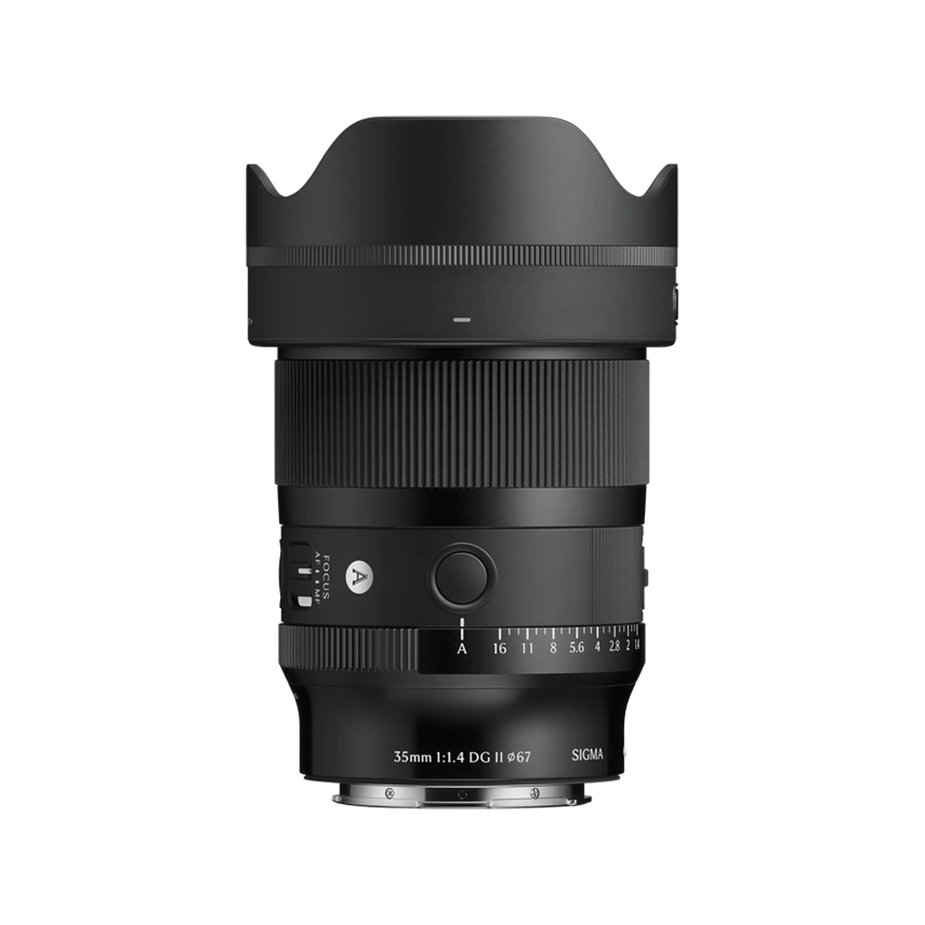 sigma-35mm-f1-4-dg-ii-a-01-hero لنز سیگما 35mm F1.4 DG II Art مانت Sony E با هود پاپتی نصبشده